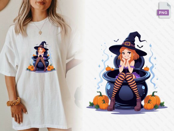 Download Witch Sitting in Cauldron Potion Mist Png - Witch Collection