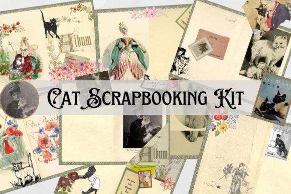 Download Cat Junk Journal, Cat Scrapbooking Kit - Cat Collection