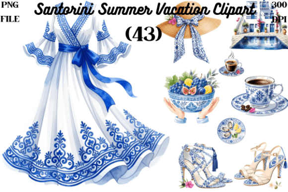 Download Santorini Summer Vacation Clipart - Cat Collection