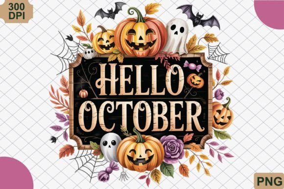 Download Hello October PNG, Halloween Pumpkin PNG - October Collection