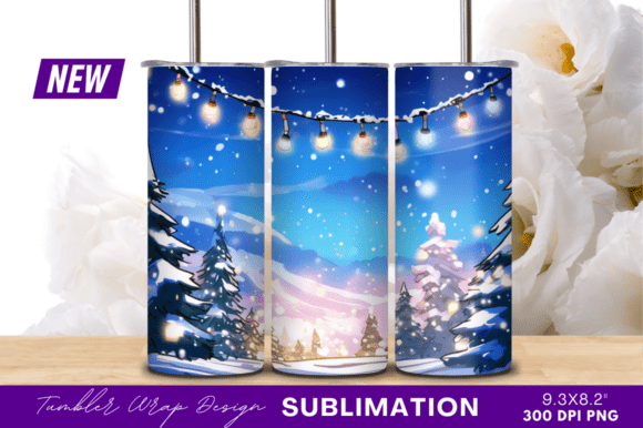 Download Snowy Christmas Forest Lights Tumbler - Premium Resources