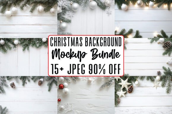 Download Christmas Wood Background Mockups Bundle - Christmas wood background Collection