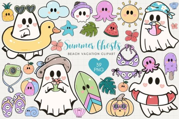 Download Summer Ghosts Beach Vacation Clipart - Cat Collection