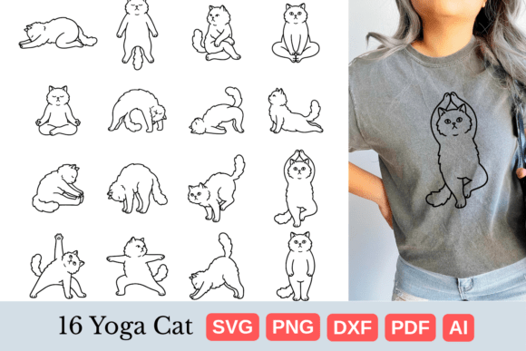 Download 16 Yoga Cat SVG Bundle - Cat Collection