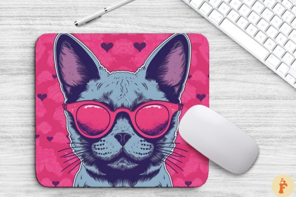Download Cute Pink Russian Blue Cat Mouse Pad - Cat Collection