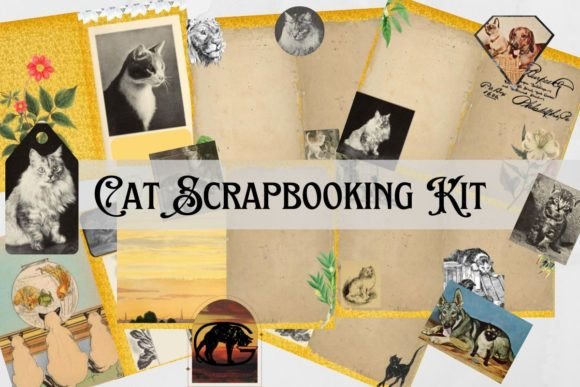 Download Cat Junk Journal, Cat Scrapbooking Kit - Cat Collection