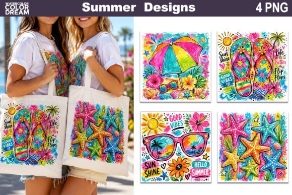 Download Colorful Beach Vacation Art - Cat Collection