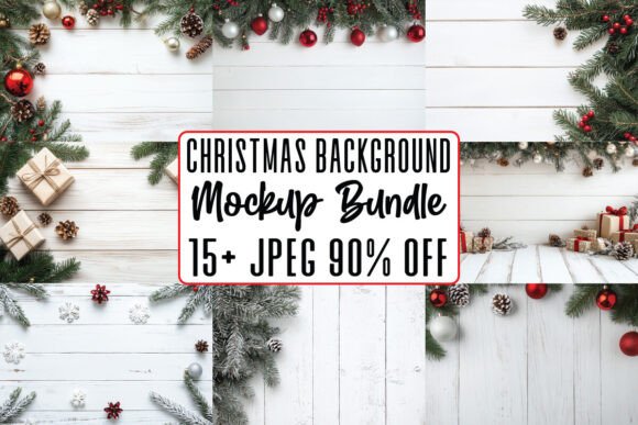 Download Christmas Wood Background Mockups Bundle - Christmas wood background Collection