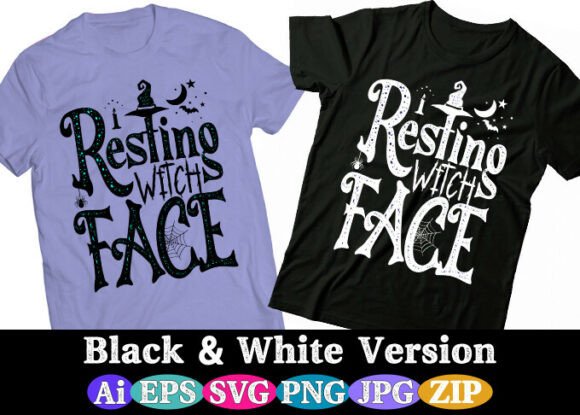 Download Resting Witch Face Halloween T-Shirt Des - Witch Collection