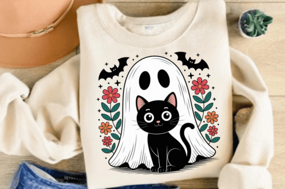 Download Cute Halloween Ghost and Cat PNG Clipart - Cat Collection