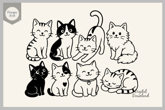 Download Cute Cat SVG Bundle, Cat Silhouette SVG - Cat Collection
