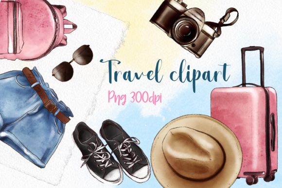 Download Watercolor Travel Clipart, Vacation Art - Cat Collection