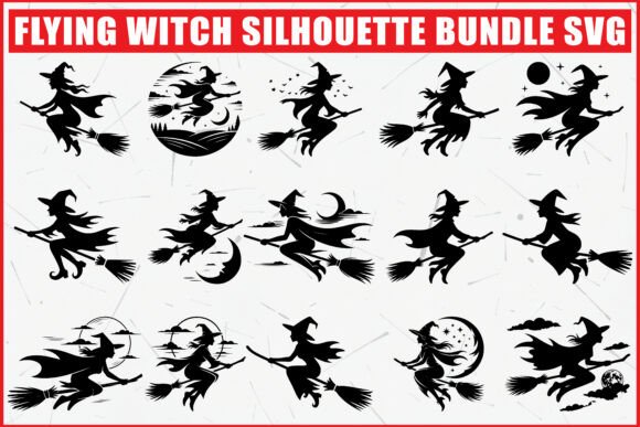 Download Flying Witch Silhouette SVG Bundle - Witch Collection
