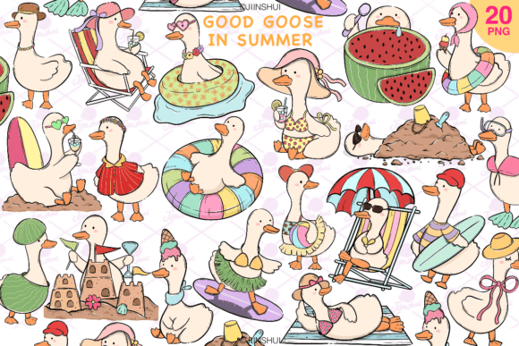 Download Summer Goose Sea Beach Vacation Clipart - Cat Collection