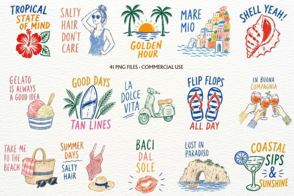 Download Italian Summer Vacation Clipart Coastal - Cat Collection