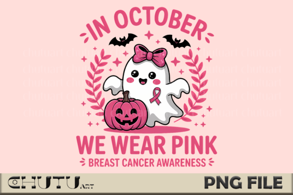 Download Cute Pink Ghost October Awareness PNG - October Collection