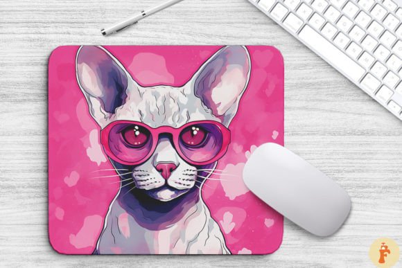 Download Cute Pink Devon Rex Cat Mouse Pad - Cat Collection