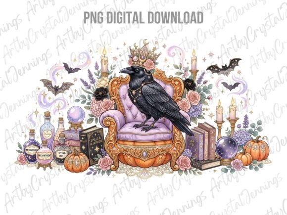 Download Royal Crow Witchy Halloween Clipart PNG - Witch Collection